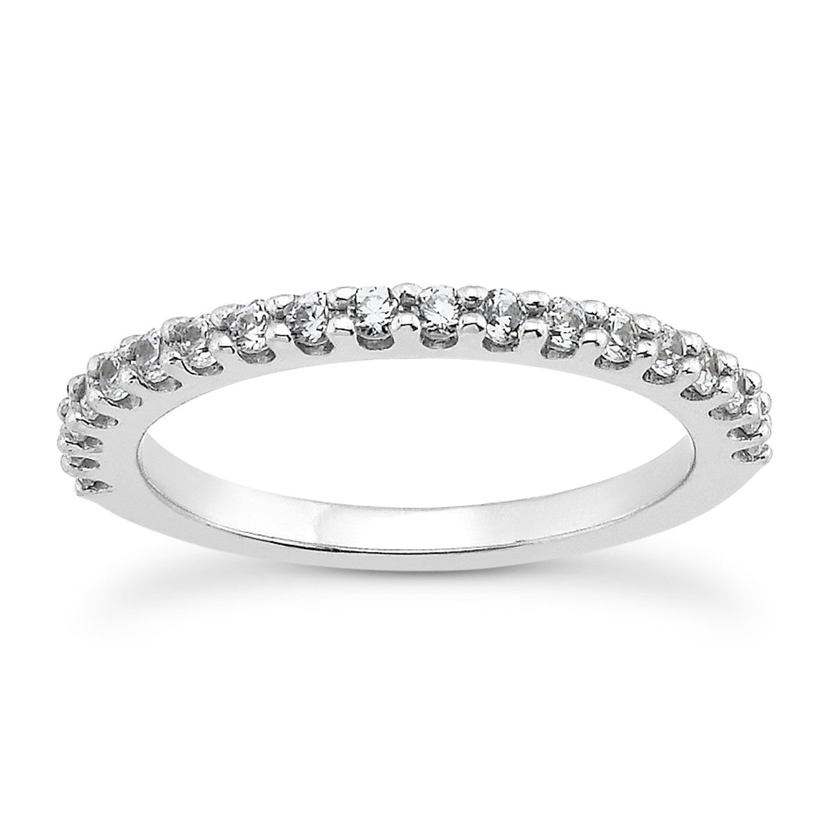14k White Gold Shared Prong Diamond Wedding Ring Band with U Settings - The Best Accessory
