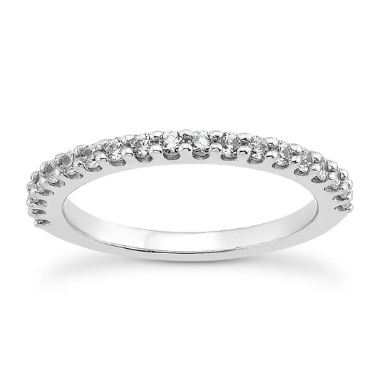 14k White Gold Shared Prong Diamond Wedding Ring Band with U Settings - The Best Accessory
