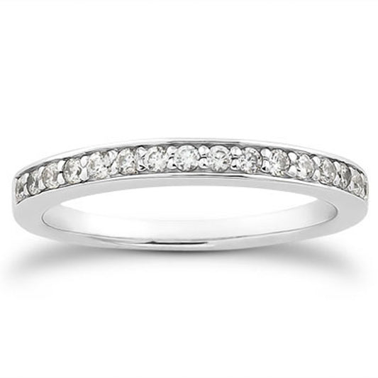 14k White Gold Pave Diamond Wedding Ring Band Set 1/2 Around - The Best Accessory