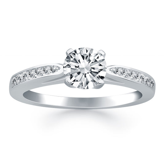 14k White Gold Cathedral Engagement Ring with Pave Diamonds - The Best Accessory
