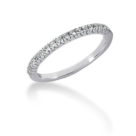 14k White Gold Engraved Fishtail V Pave Diamond Wedding Ring Band - The Best Accessory