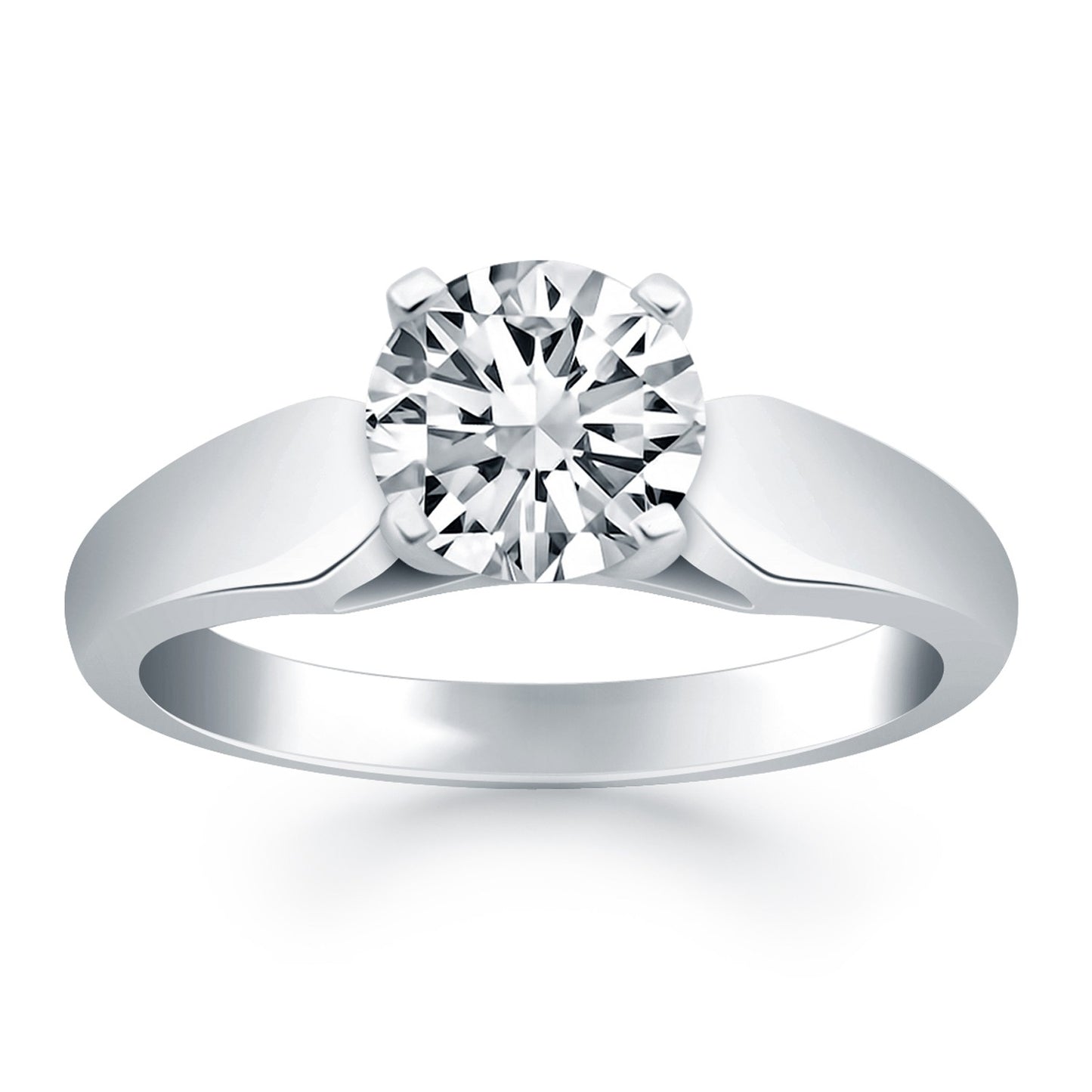 14k White Gold Tapered Cathedral Solitaire Engagement Ring - The Best Accessory