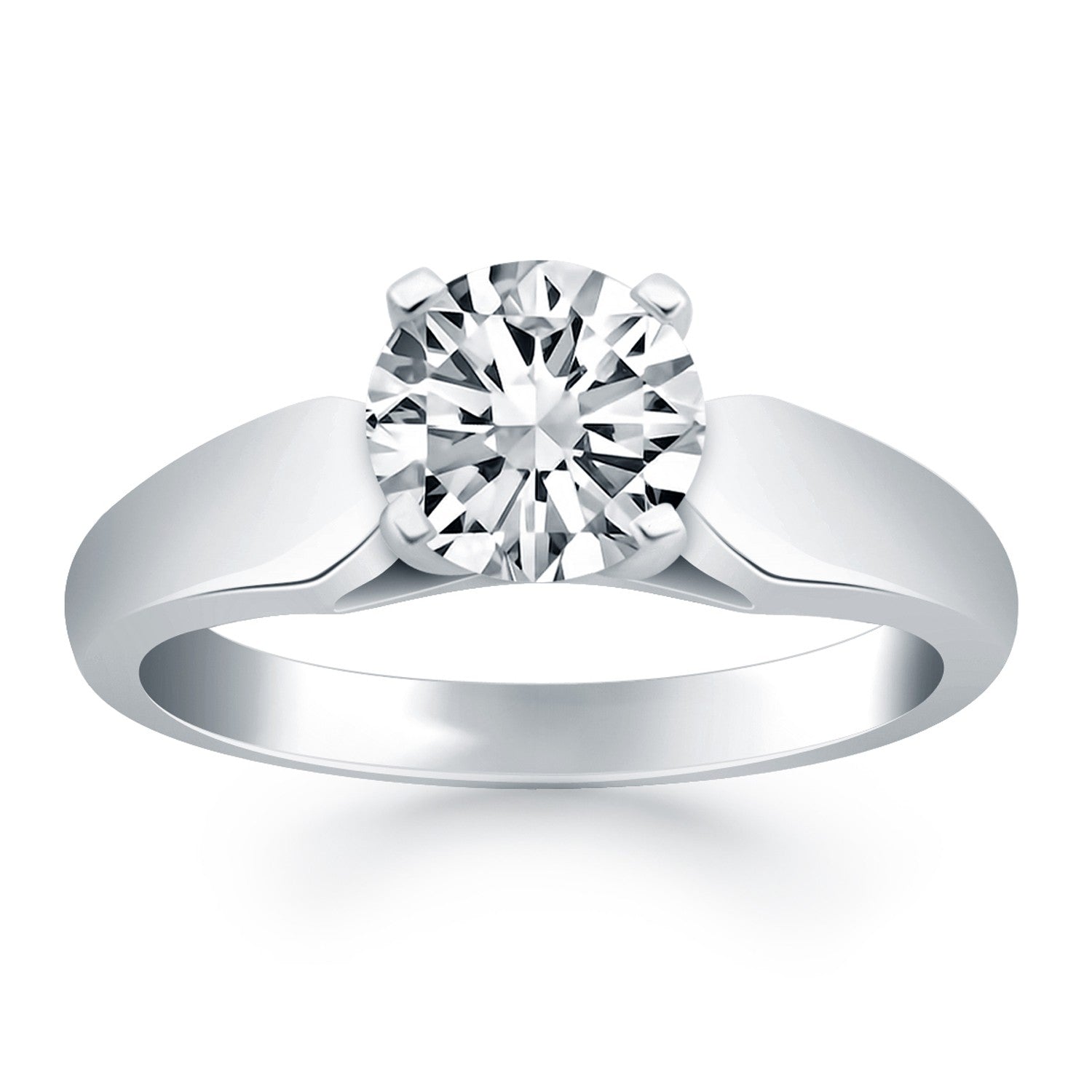 14k White Gold Tapered Cathedral Solitaire Engagement Ring - The Best Accessory