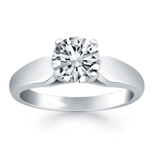 14k White Gold Tapered Cathedral Solitaire Engagement Ring - The Best Accessory