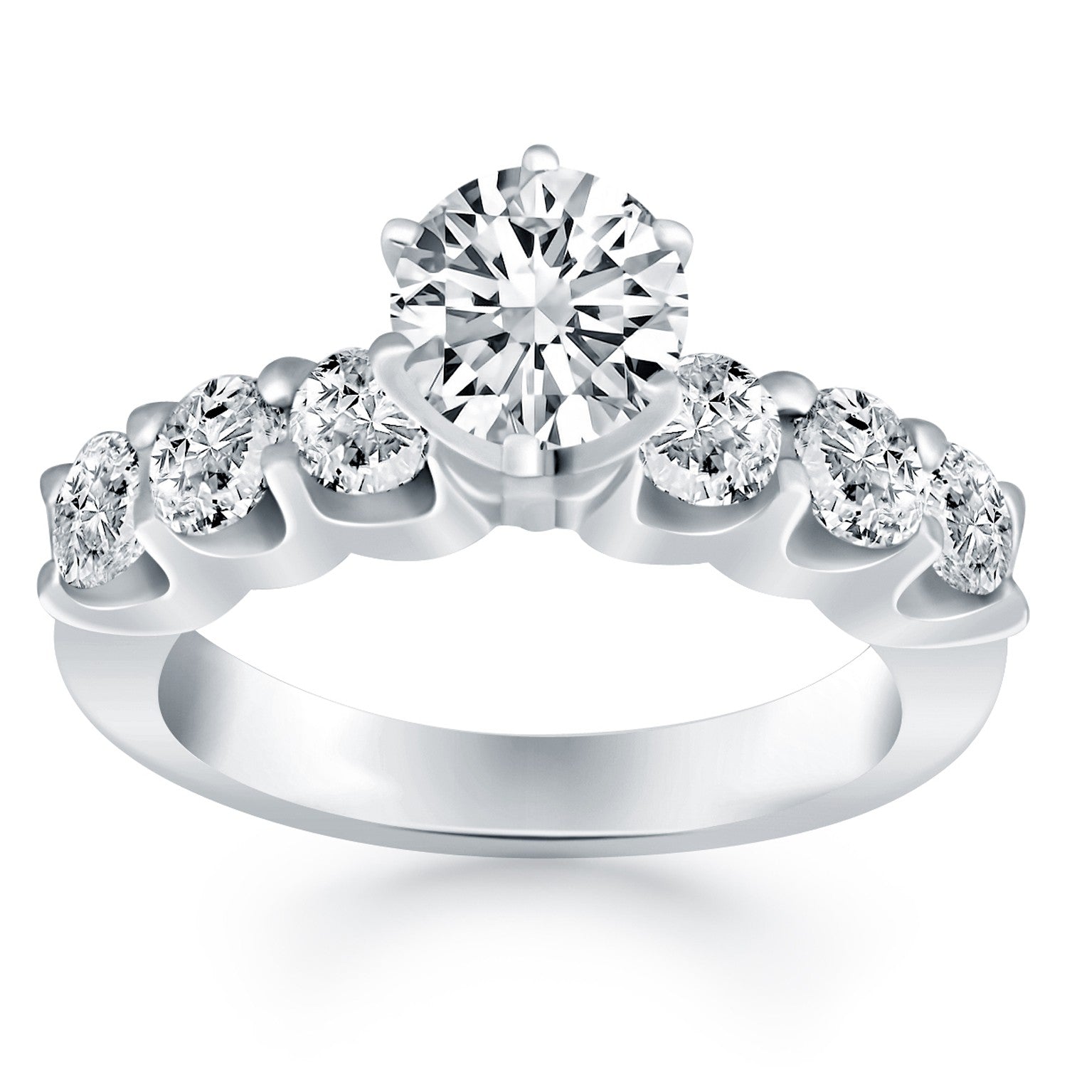 14k White Gold Shared Prong Diamond Engagement Ring - The Best Accessory
