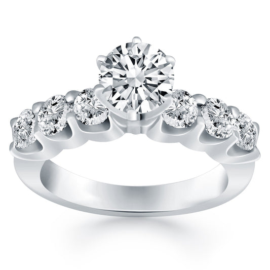 14k White Gold Shared Prong Diamond Engagement Ring - The Best Accessory