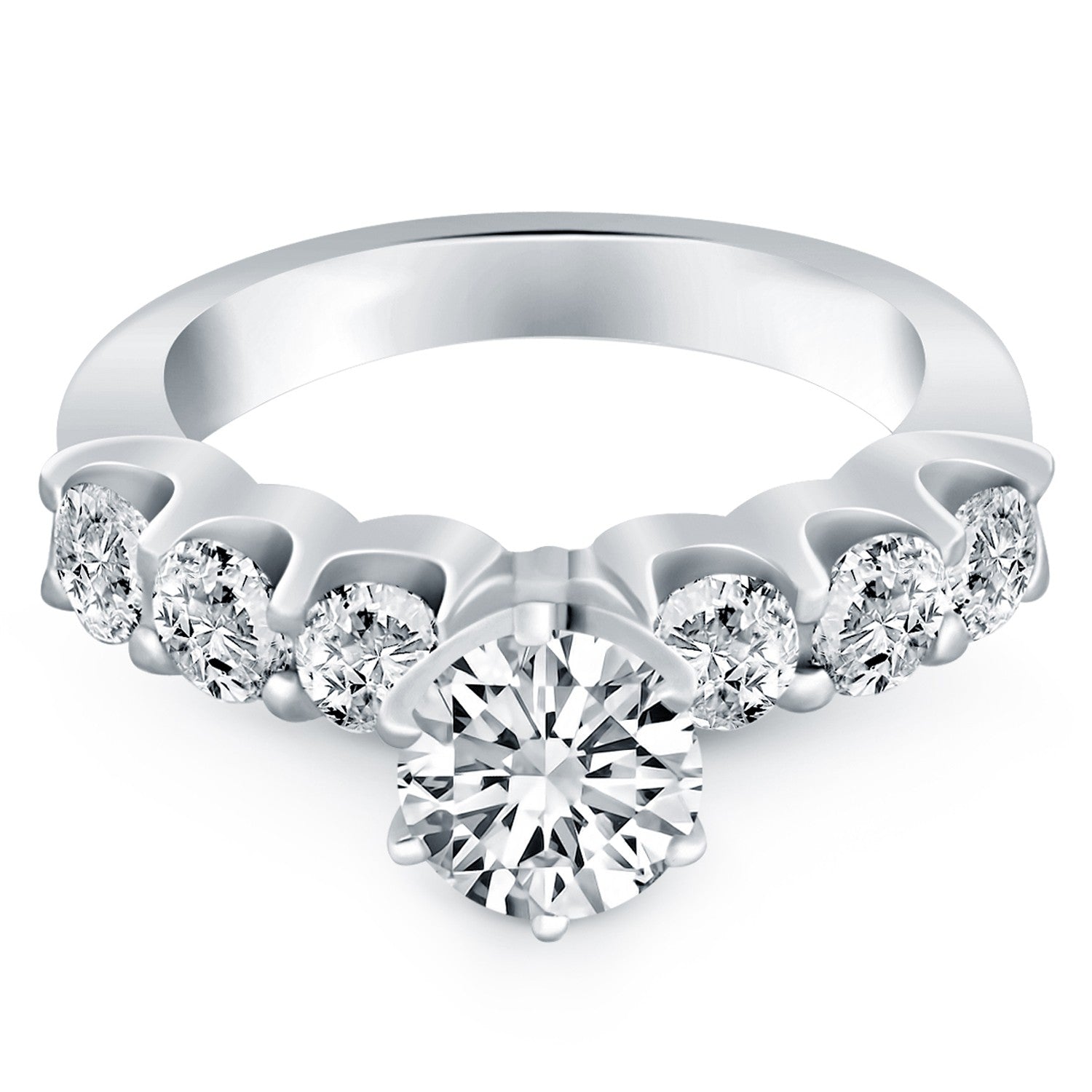 14k White Gold Shared Prong Diamond Engagement Ring - The Best Accessory