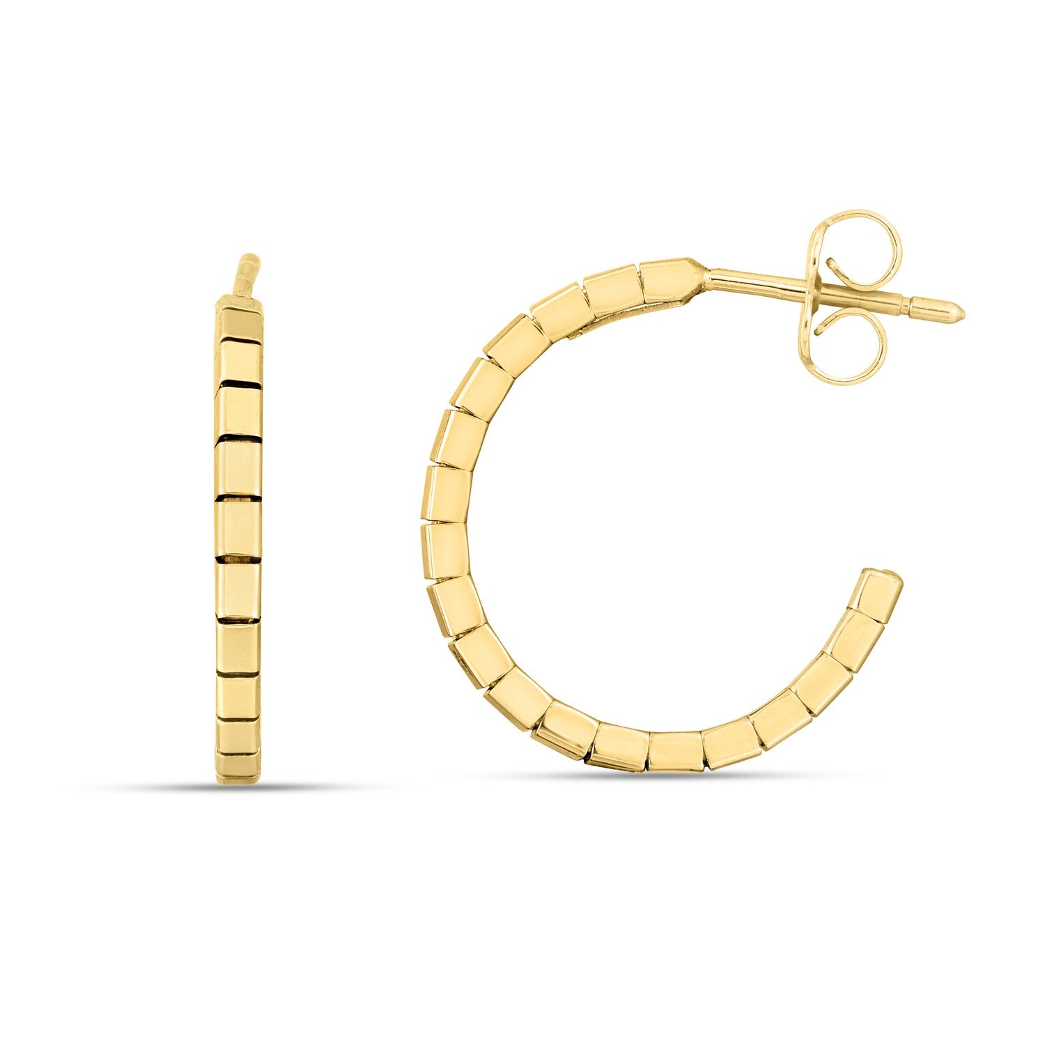 14k Yellow Gold Brick Omega Hoop Earrings - The Best Accessory