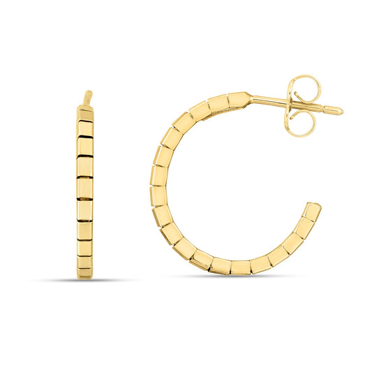 14k Yellow Gold Brick Omega Hoop Earrings - The Best Accessory