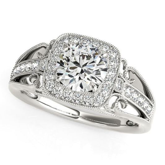 14k White Gold Baroque Shank Style Cut Diamond Engagement Ring (1 1/4 cttw) - The Best Accessory