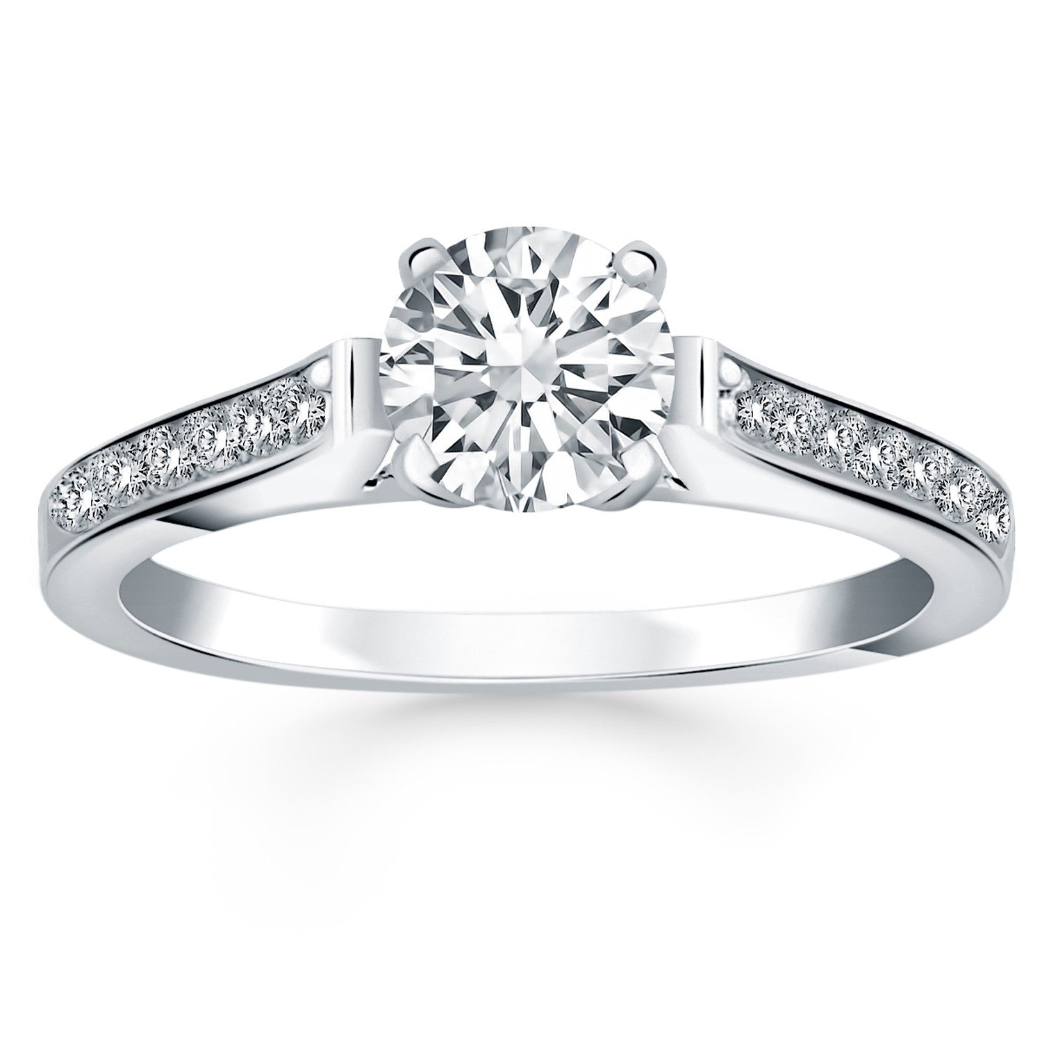 14k White Gold Pave Diamond Cathedral Engagement Ring - The Best Accessory