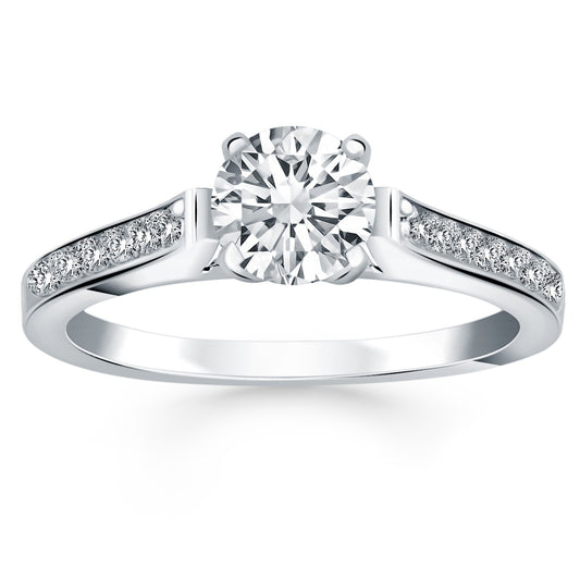14k White Gold Pave Diamond Cathedral Engagement Ring - The Best Accessory