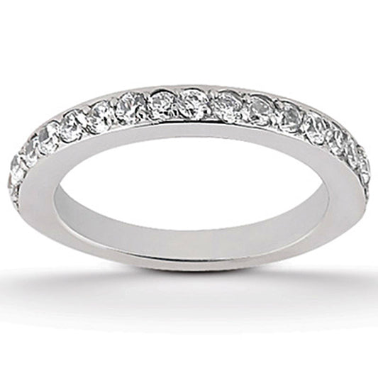14k White Gold Pave Diamond Wedding Ring Band Set 1/2 Around - The Best Accessory