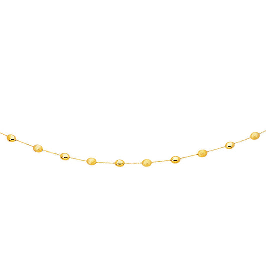 14k Yellow Gold Necklace with Polished and Textured Pebble Stations - The Best Accessory