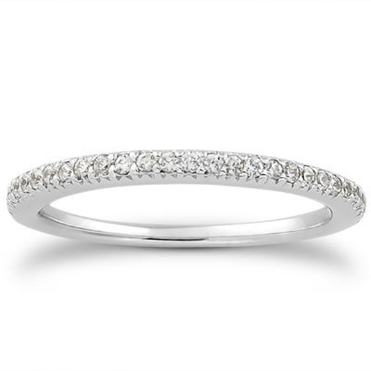14k White Gold Fancy Engraved Pave Diamond Wedding Ring Band - The Best Accessory