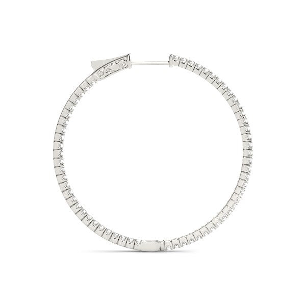 14k White Gold Slim Two Sided Diamond Hoop Earrings (1 1/2 cttw) - The Best Accessory