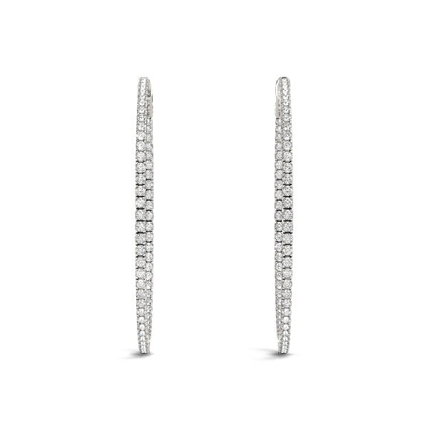 14k White Gold Slim Two Sided Diamond Hoop Earrings (1 1/2 cttw) - The Best Accessory