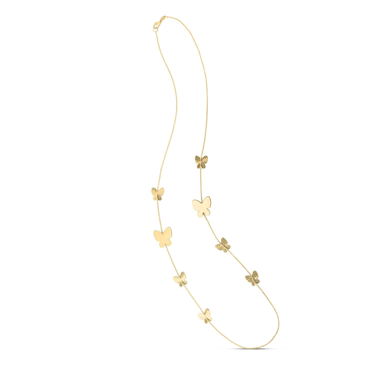 14k Yellow Gold Papillon Graduated Butterfly Necklace - The Best Accessory