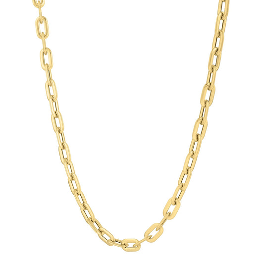 Oval Domed Paperclip Necklace in 14K Yellow Gold - The Best Accessory