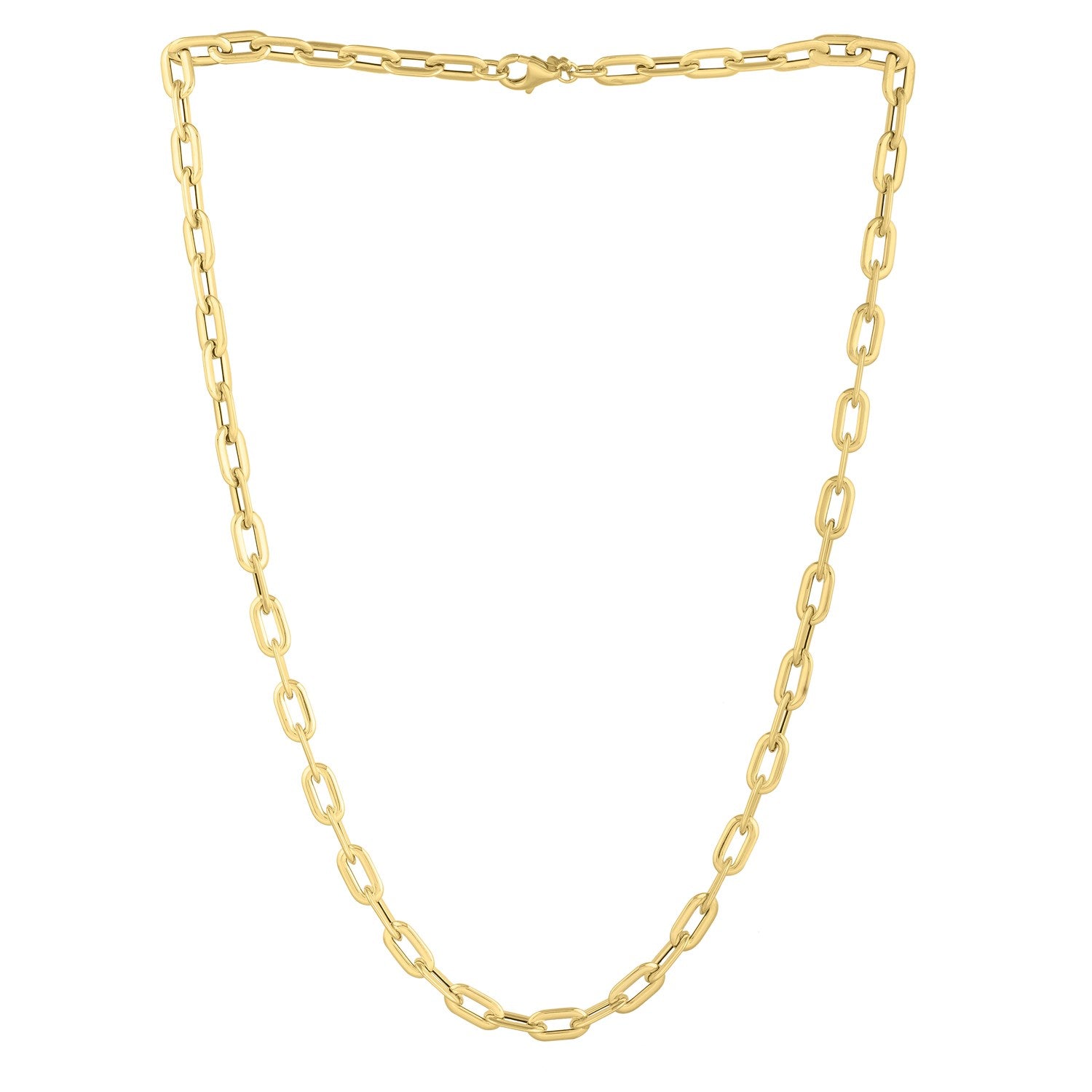 14k Yellow Gold Oval Domed Paperclip Chain Necklace (5.30 mm) - The Best Accessory