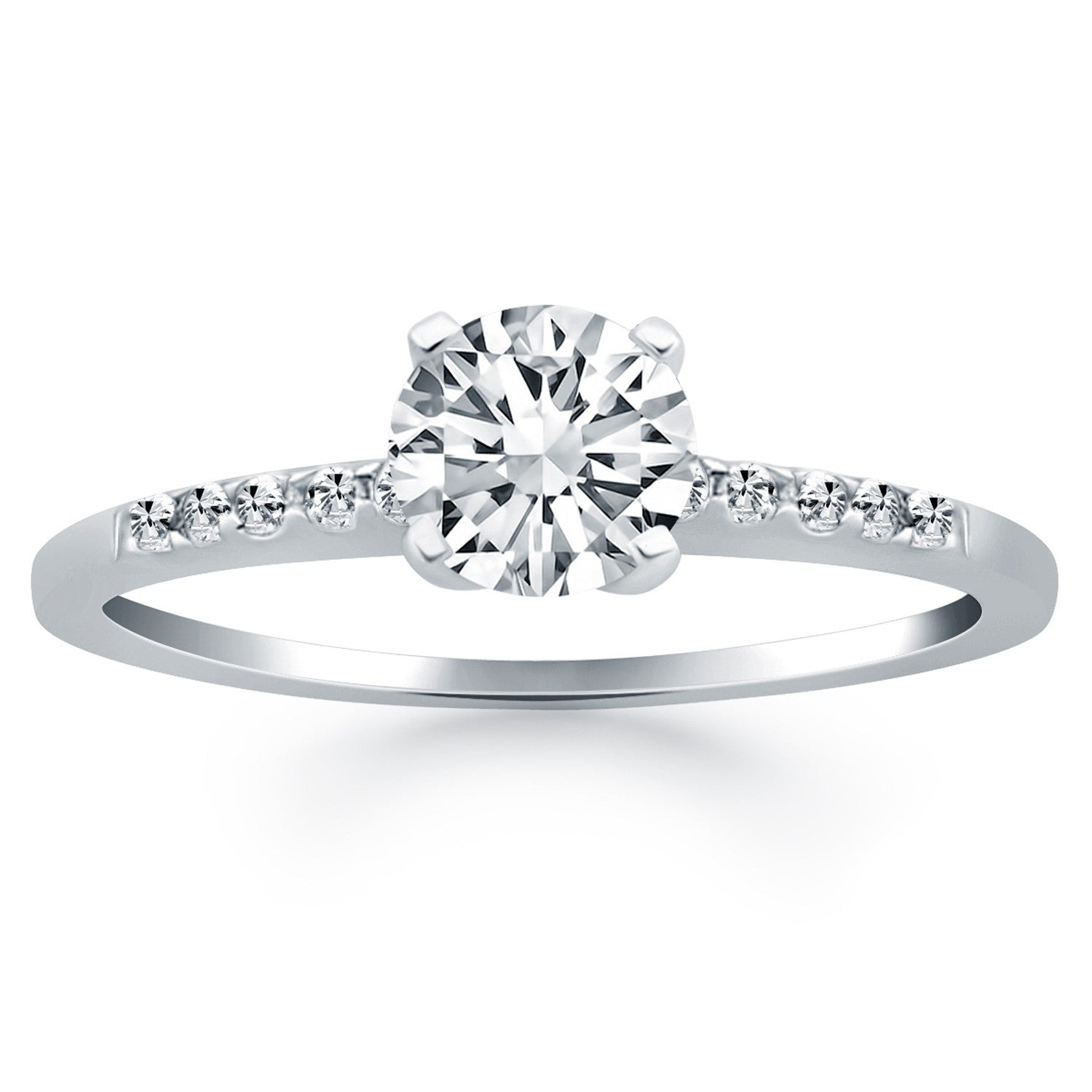 14k White Gold Engagement Ring with Diamond Band Design - The Best Accessory