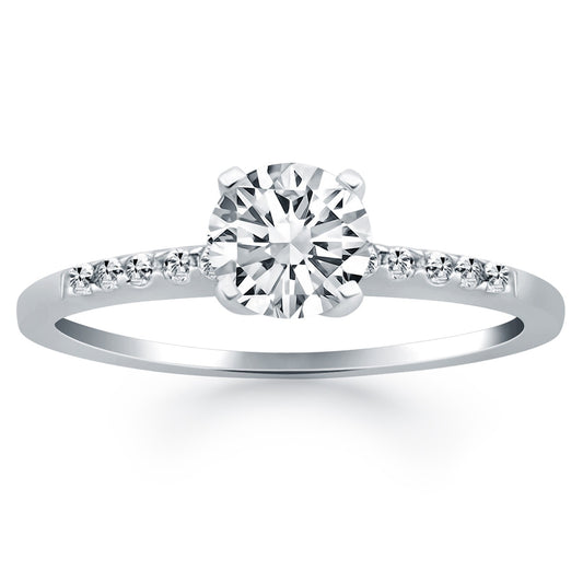 14k White Gold Engagement Ring with Diamond Band Design - The Best Accessory