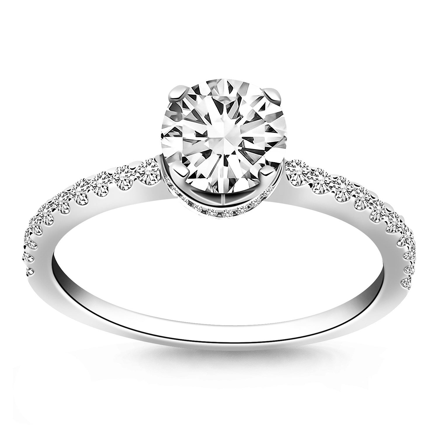 14k White Gold Diamond Collar Engagement Ring - The Best Accessory