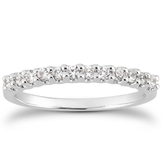 14k White Gold Fancy U Setting Shared Prong Diamond Wedding Ring Band - The Best Accessory
