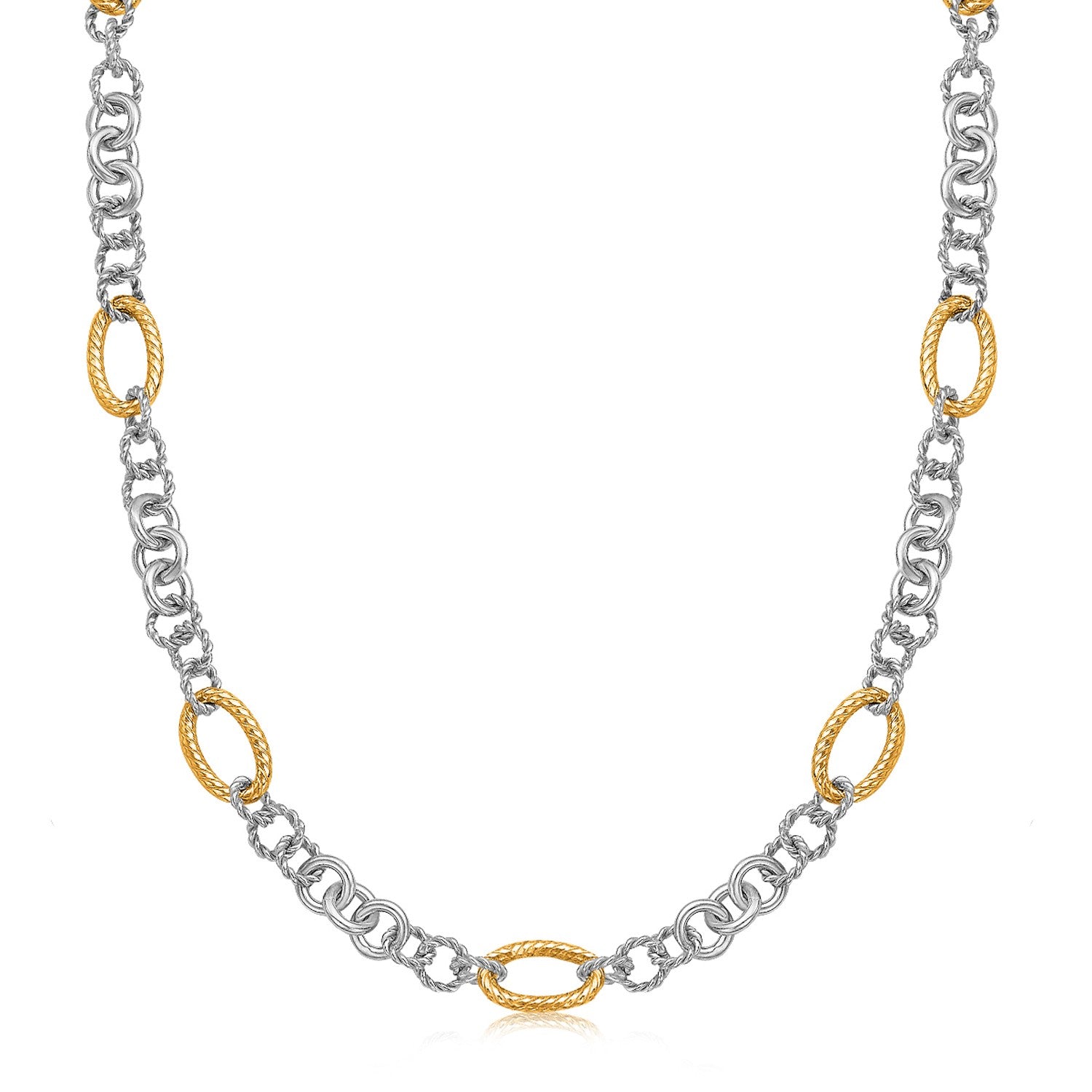 18k Yellow Gold and Sterling Silver Rhodium Plated Multi Style Chain Necklace - The Best Accessory