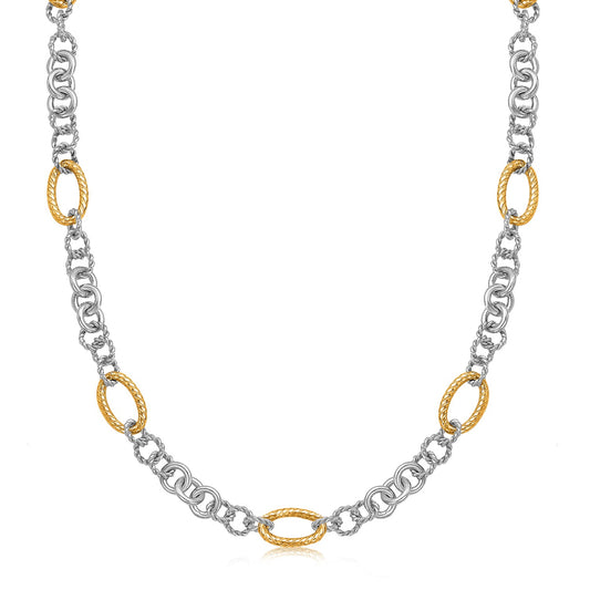 18k Yellow Gold and Sterling Silver Rhodium Plated Multi Style Chain Necklace - The Best Accessory