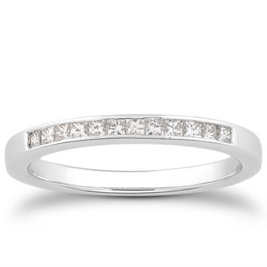 14k White Gold Channel Set Princess Diamond Wedding Ring Band - The Best Accessory