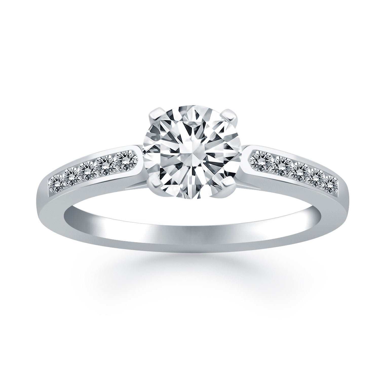 14k White Gold Diamond Channel Cathedral Engagement Ring - The Best Accessory