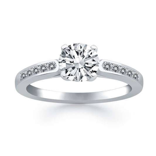 14k White Gold Diamond Channel Cathedral Engagement Ring - The Best Accessory
