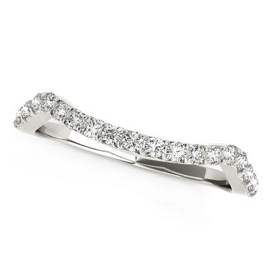 14k White Gold Modern Curvy Design Diamond Wedding Band (1/5 cttw) - The Best Accessory