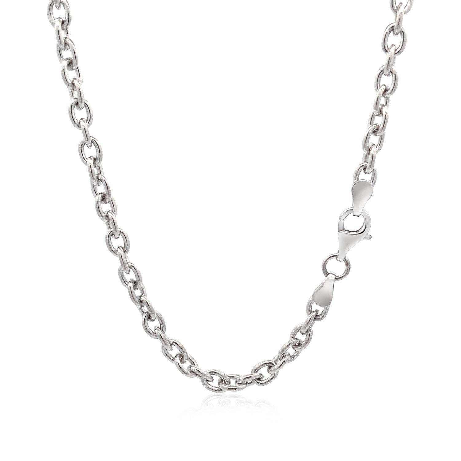 Sterling Silver Rhodium Plated Chain Bracelet with a Flat Heart Motif Station - The Best Accessory