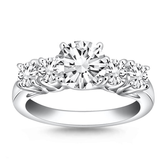 14k White Gold Five Stone Diamond Trellis Engagement Ring - The Best Accessory
