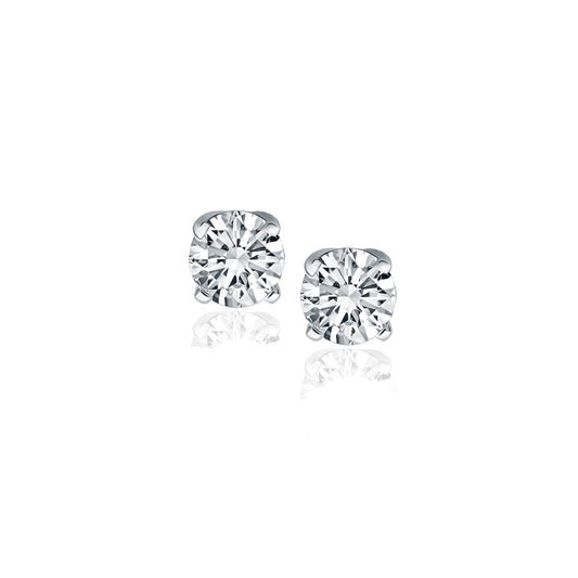 14k White Gold Diamond Four Prong Stud Earrings (1/2 cttw) - The Best Accessory