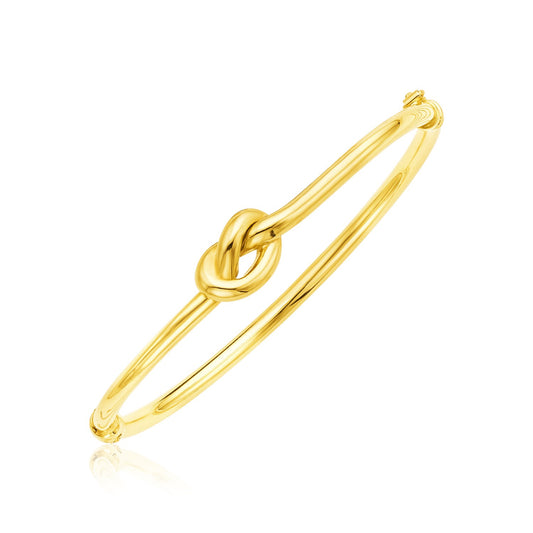 14k Yellow Gold Bangle Bracelet with Polished Knot (9.50 mm) - The Best Accessory