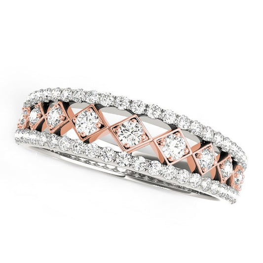 14k White And Rose Gold Diamond Band (3/8 cttw) - The Best Accessory