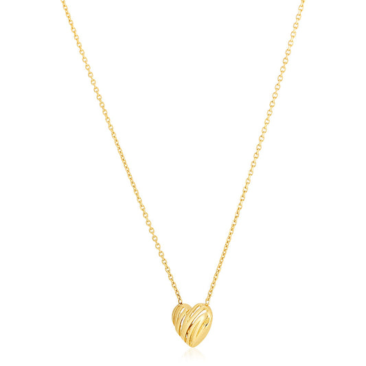 14k Yellow Gold High Polish Scribbles Heart Necklace - The Best Accessory