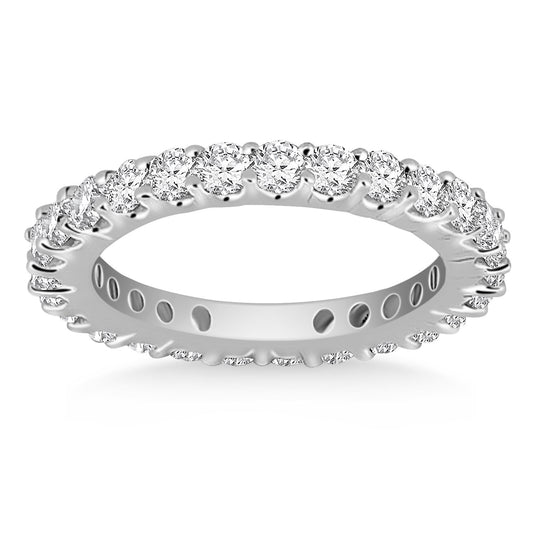 14k White Gold Common Prong Round Diamond Eternity Ring - The Best Accessory