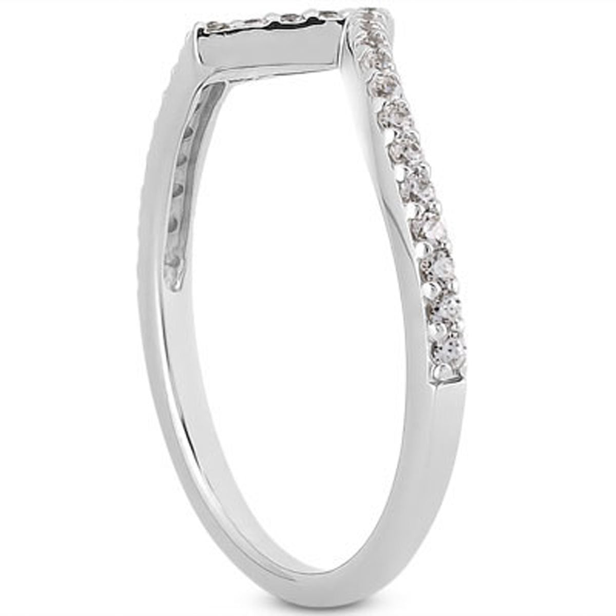 14k White Gold Fancy Zig Zag Pave Diamond Wedding Ring Band - The Best Accessory