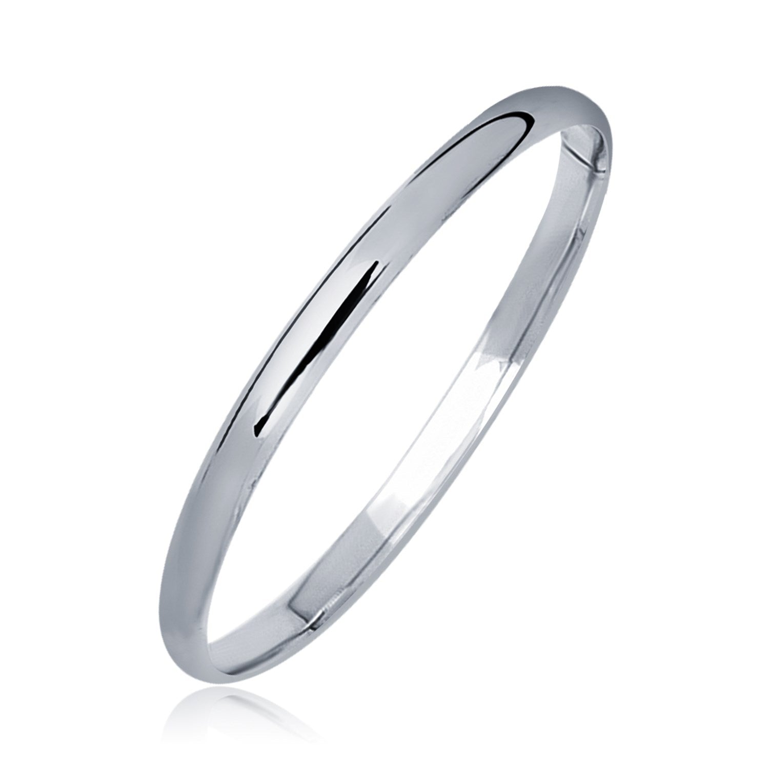 14k White Gold Dome Childrens Bangle with a Polished Finish (5.50 mm) - The Best Accessory