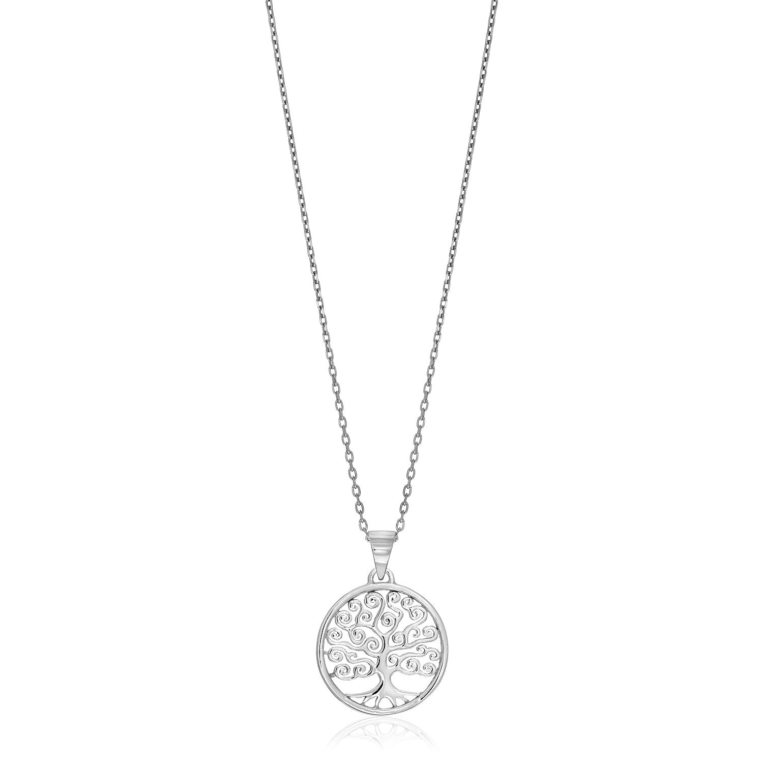 Sterling Silver Round Spiral Motif Tree of Life Necklace - The Best Accessory