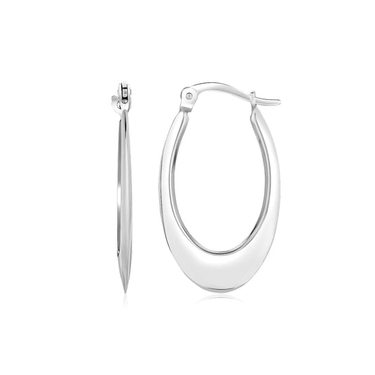 14k White Gold Polished Graduated Oval Hoop Earrings - The Best Accessory