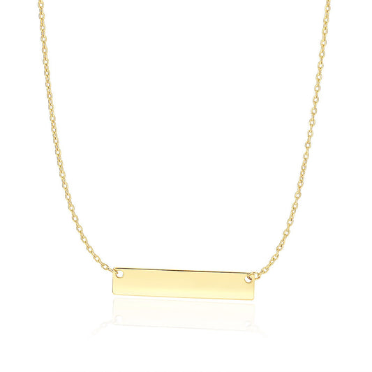 14k Yellow Gold Smooth Flat Horizontal Bar Style Necklace - The Best Accessory