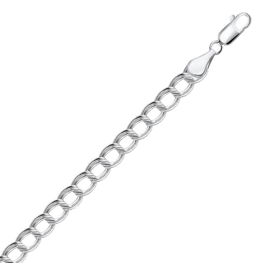 Sterling Silver Ridged Circular Chain Bracelet with Rhodium Plating (6.00 mm) - The Best Accessory