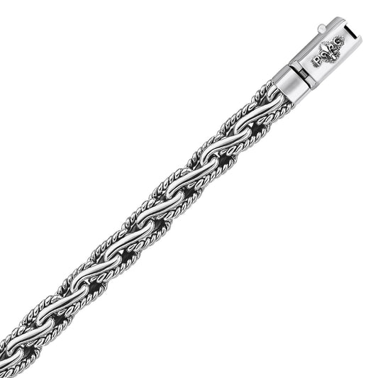 Oxidized Sterling Silver Mens Chain Bracelet in a Cable Motif (8.50 mm) - The Best Accessory