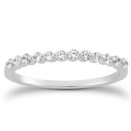 14k White Gold Floating Diamond Single Shared Prong Wedding Ring Band - The Best Accessory