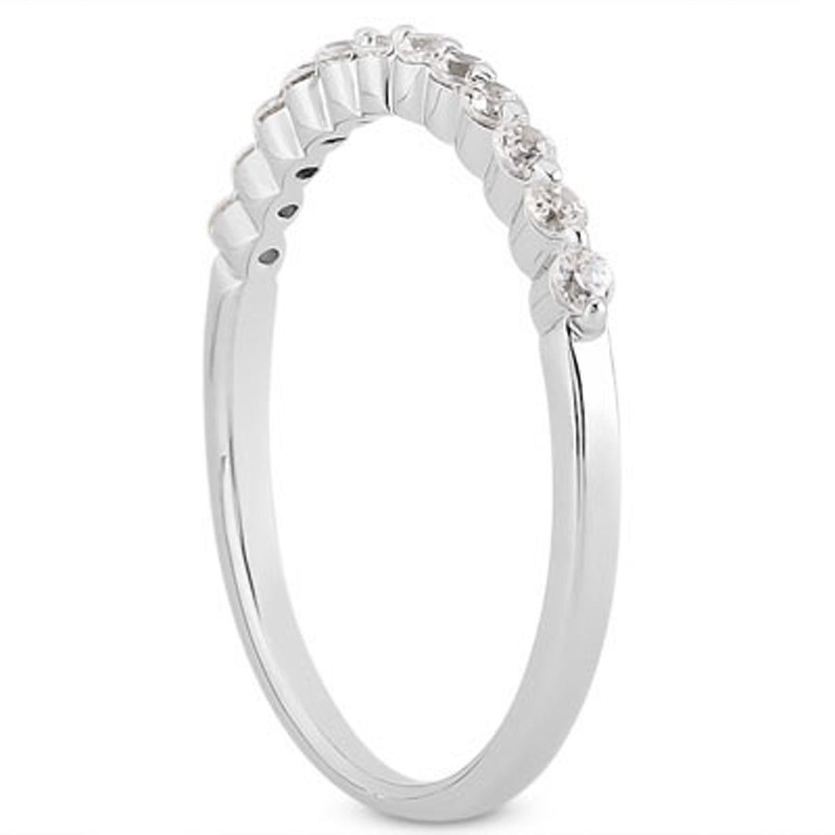 14k White Gold Floating Diamond Single Shared Prong Wedding Ring Band - The Best Accessory